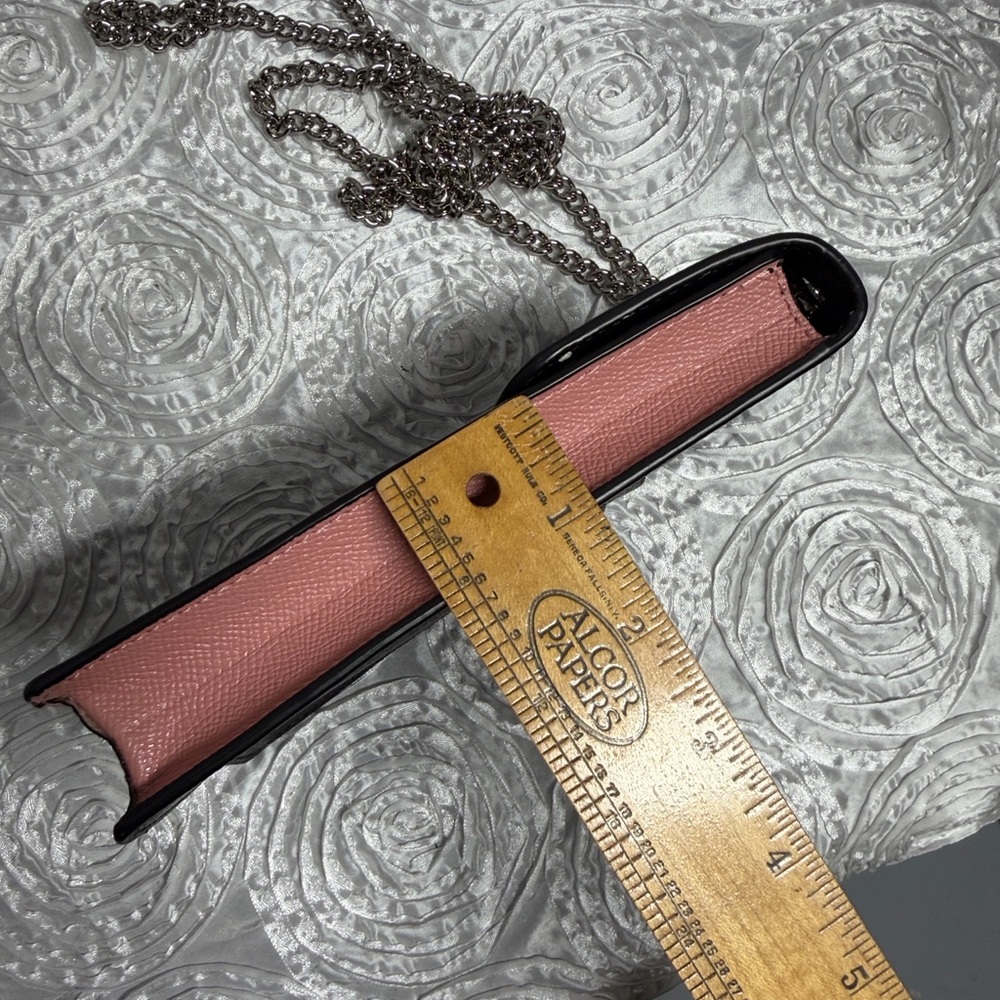 Coach North/South Leather Crossbody Phone Bag with Silver Chain - Picture 12 of 14